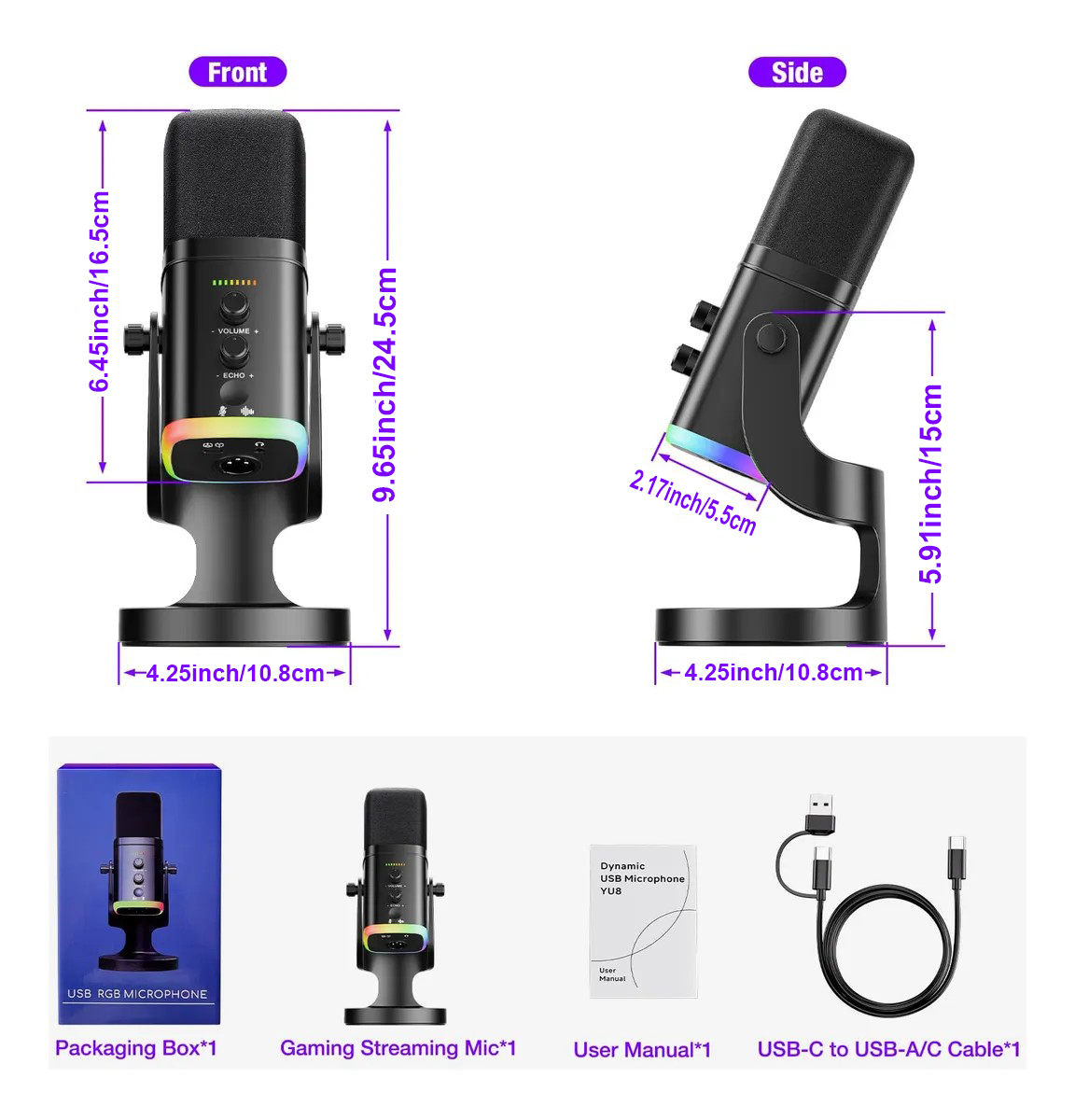 USB/XLR Dynamic Microphone for - Gaming Headset Rgb recension och pris