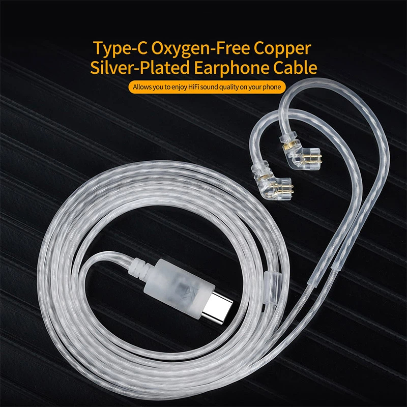 KZ Earphones Cable OFC Silver  - Usb C Earphone recension och pris