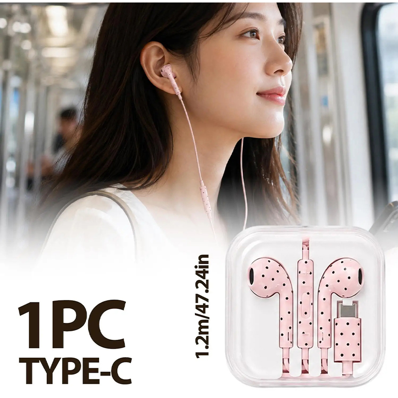 Type C Earphones Polka Dot Sta - Usb C Earphone recension och pris