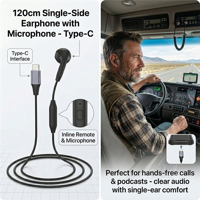DT75BG Type C Single Earbud wi - Wired Earphone Mic recension och pris