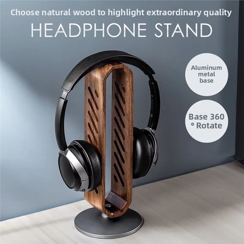 FFYY-Rotating Walnut Wooden He - Headphone Stand Desk recension och pris
